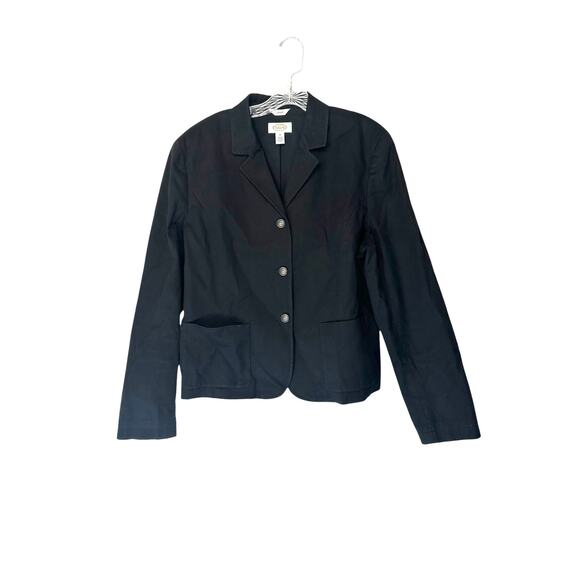 Talbots Black Basic Textured Work Office Career Single Breasted Blazer Size 16 - Picture 1 of 13